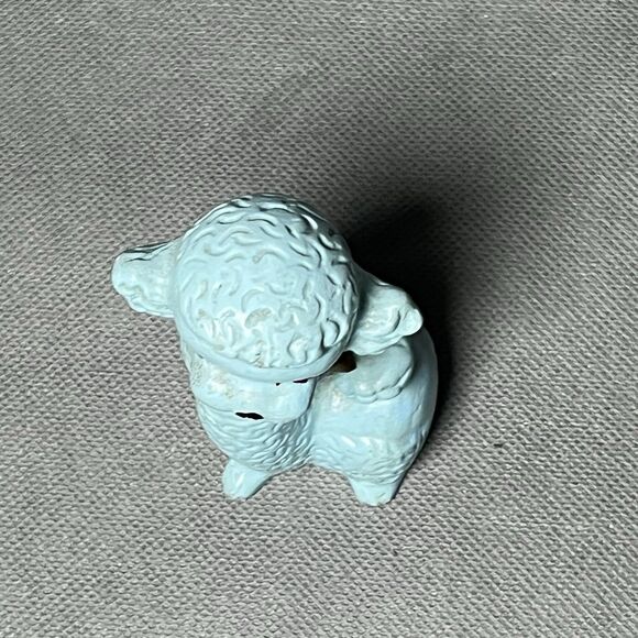 Vintage Blue Ceramic Sitting Poodle w/Gold Bow Collar MCM-Anthropomorphic-Kitch - Picture 9 of 11